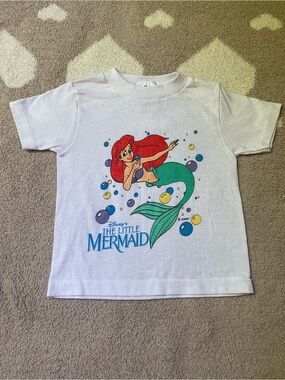 Vintage Little Mermaid Walt Disney Co 4T made in USA white tshirt